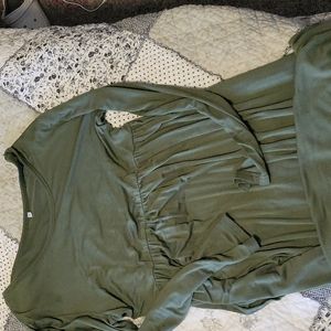 Women's army green long sleeve maxi dress